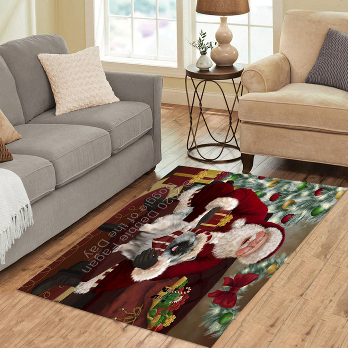Santa's Christmas Surprise Keeshond Dog Polyester Living Room Carpet Area Rug ARUG67601