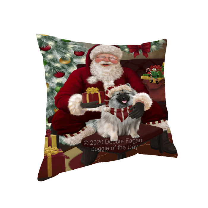 Santa's Christmas Surprise Keeshond Dog Pillow PIL87224