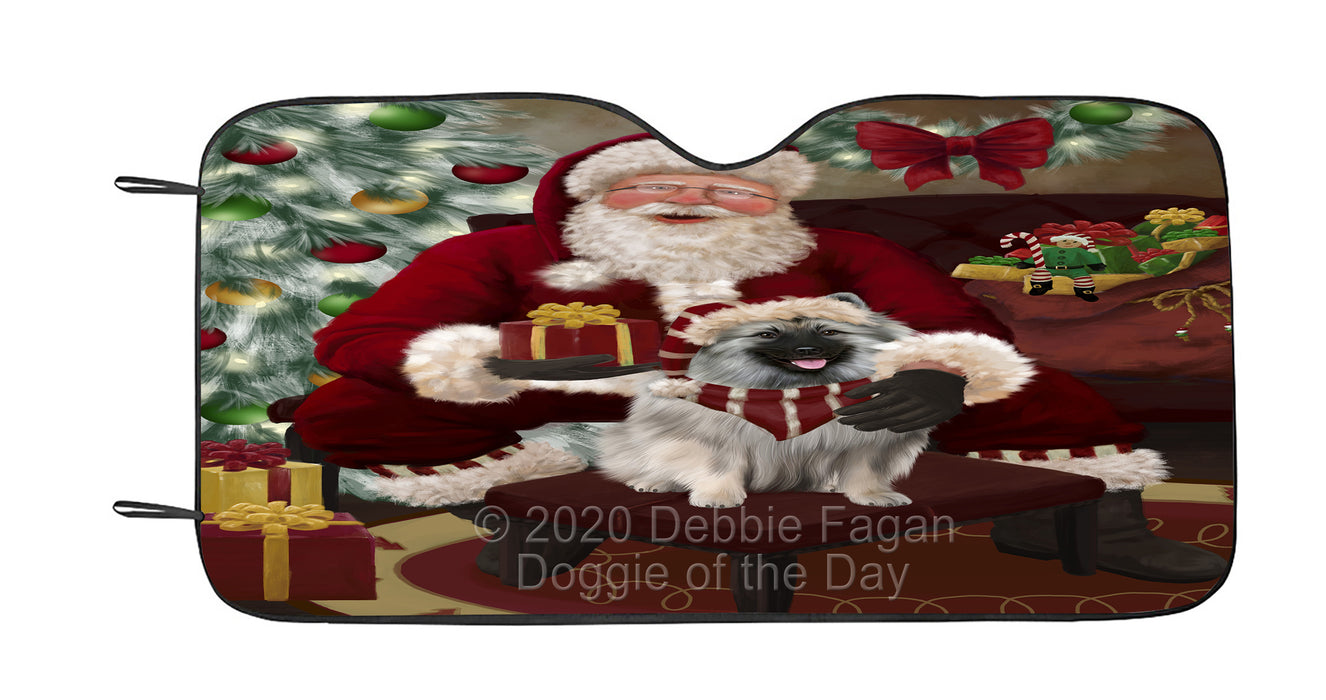 Santa's Christmas Surprise Keeshond Dog Car Sun Shade Cover Curtain