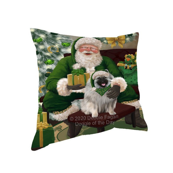 Christmas Irish Santa with Gift and Keeshond Dog Pillow PIL86832