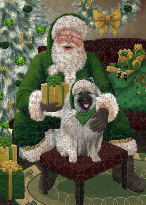 Christmas Irish Santa with Gift and Keeshond Dog Puzzle with Photo Tin PUZL100448