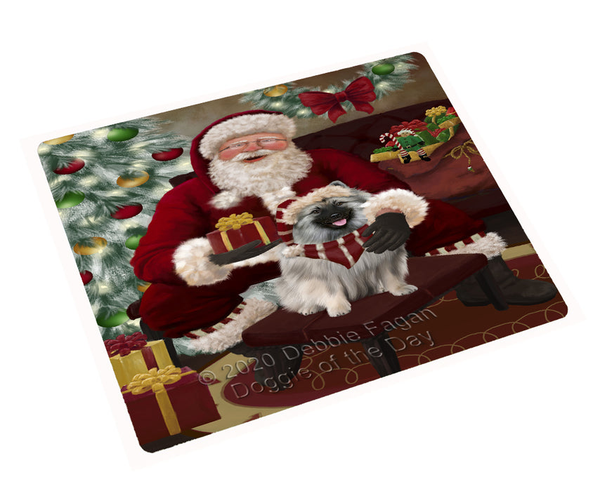 Santa's Christmas Surprise Keeshond Dog Cutting Board - Easy Grip Non-Slip Dishwasher Safe Chopping Board Vegetables C78658