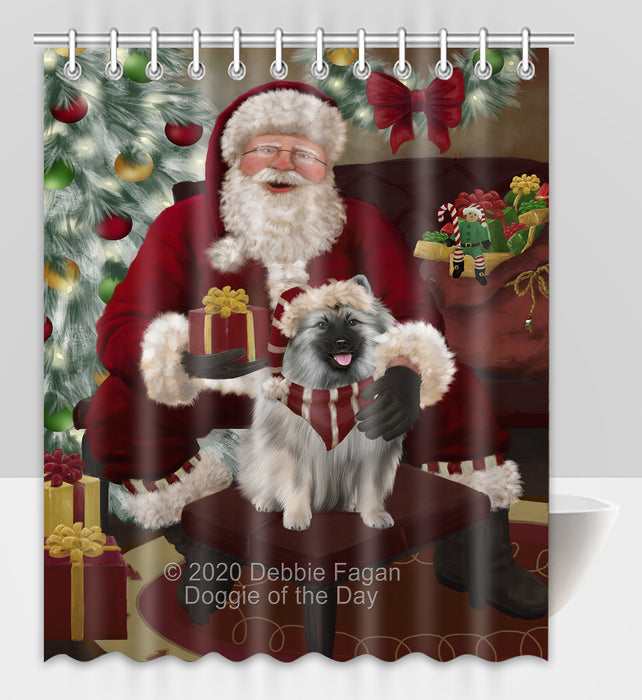 Santa's Christmas Surprise Keeshond Dog Shower Curtain Bathroom Accessories Decor Bath Tub Screens SC245