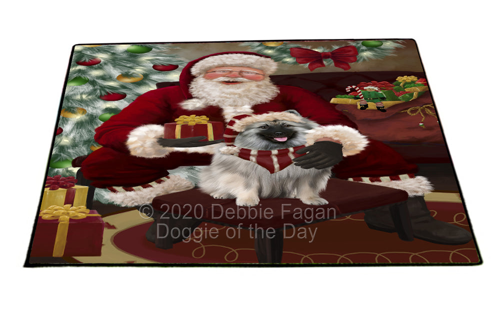 Santa's Christmas Surprise Keeshond Dog Indoor/Outdoor Welcome Floormat - Premium Quality Washable Anti-Slip Doormat Rug FLMS57478