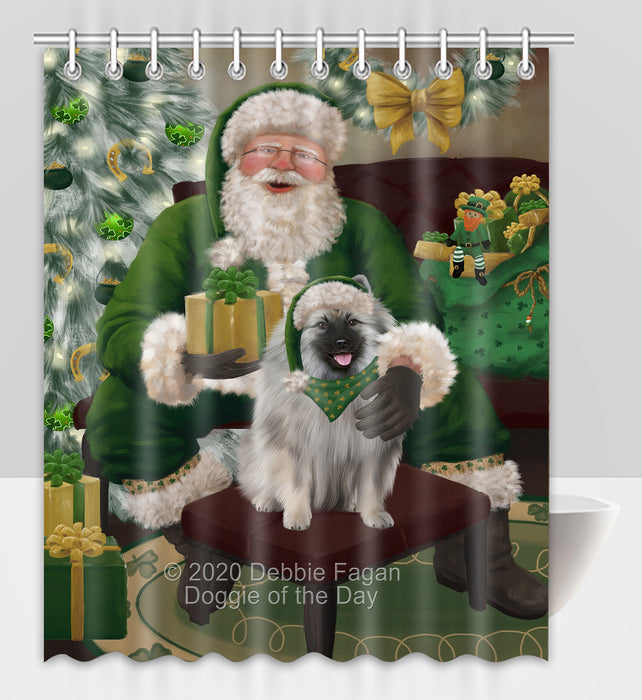 Christmas Irish Santa with Gift and Keeshond Dog Shower Curtain Bathroom Accessories Decor Bath Tub Screens SC147