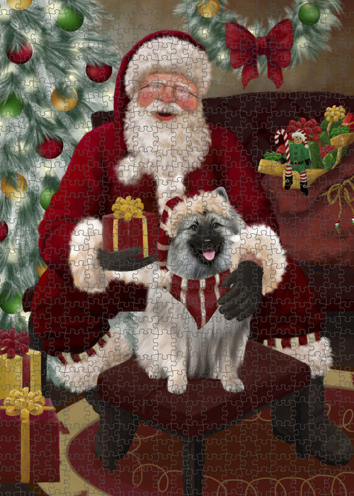 Santa's Christmas Surprise Keeshond Dog Puzzle with Photo Tin PUZL100840