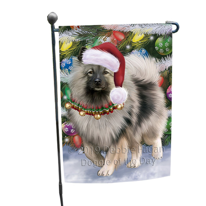 Trotting in the Snow Keeshond Dog Garden Flag GFLG66088