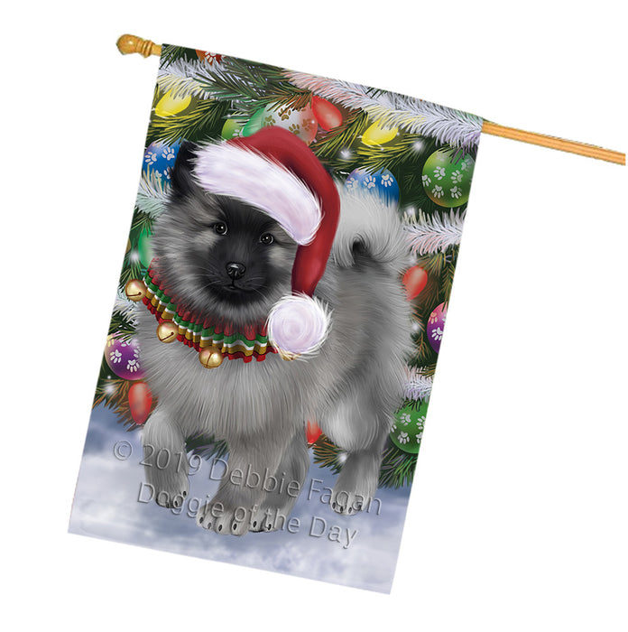Trotting in the Snow Keeshond Dog House Flag FLG66145