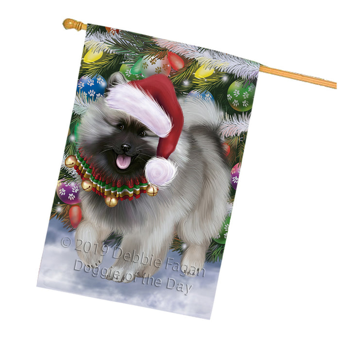 Trotting in the Snow Keeshond Dog House Flag FLG66146