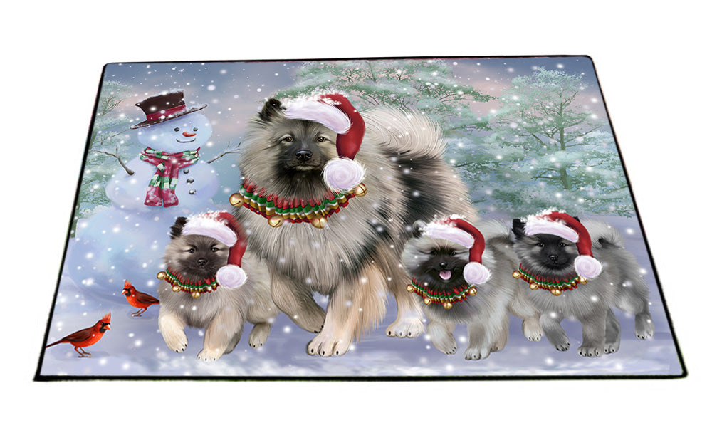 Christmas Running Family Keeshond Dogs Floormat FLMS54341