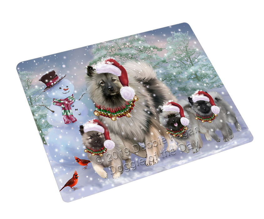 Christmas Running Family Keeshond Dogs Cutting Board - For Kitchen - Scratch & Stain Resistant - Designed To Stay In Place - Easy To Clean By Hand - Perfect for Chopping Meats, Vegetables