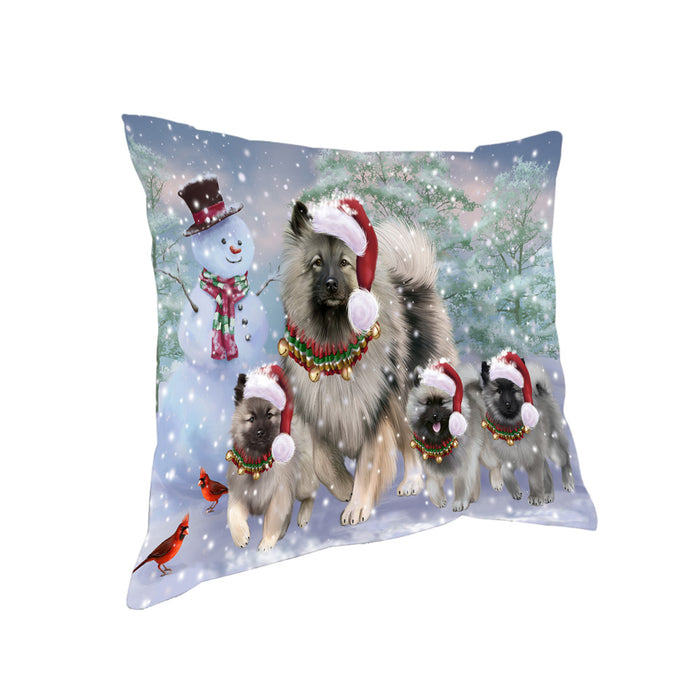 Christmas Running Family Keeshond Dogs Pillow with Top Quality High-Resolution Images - Ultra Soft Pet Pillows for Sleeping - Reversible & Comfort - Ideal Gift for Dog Lover - Cushion for Sofa Couch Bed - 100% Polyester