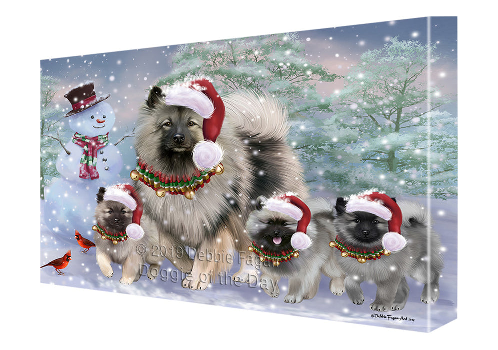 Christmas Running Family Keeshond Dogs Canvas Print Wall Art Décor CVS141380