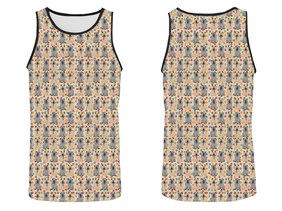 Rainbow Paw Print Keeshond Dogs Blue All Over Print   Men's Tank Top