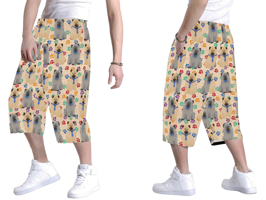 Rainbow Paw Print Keeshond Dogs Blue All Over Print Men's Baggy Shorts