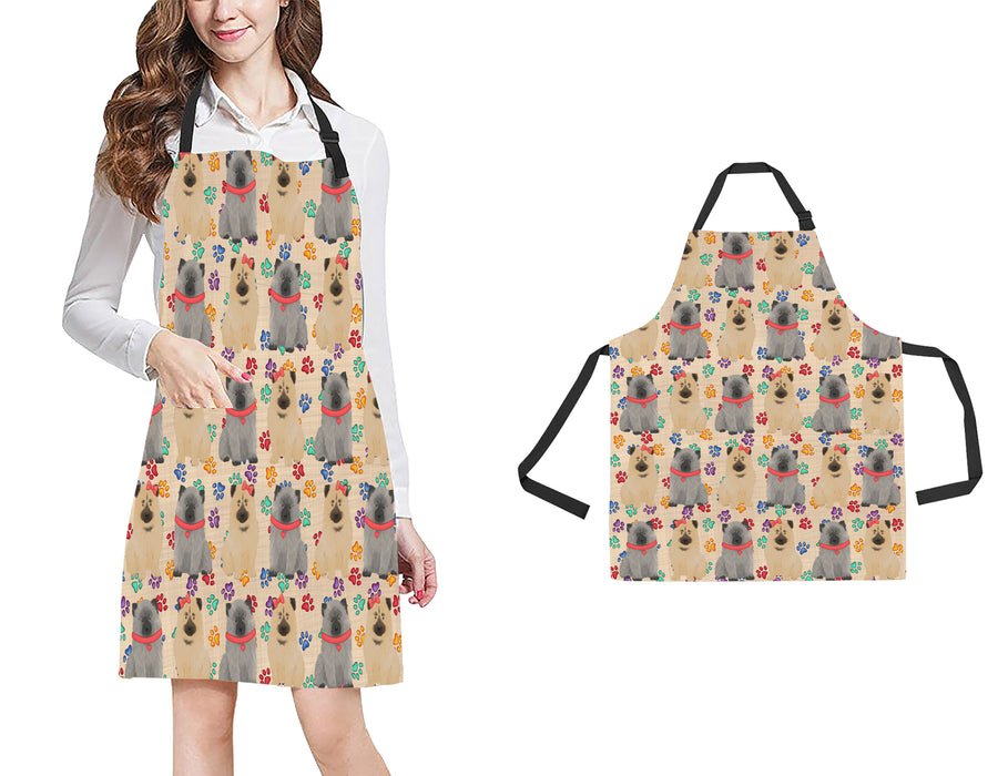 Rainbow Paw Print Keeshond Dogs Red All Over Print Adjustable Apron