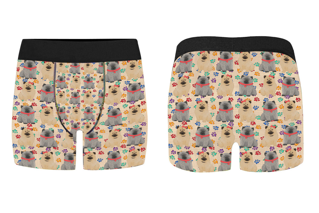 Rainbow Paw Print Keeshond Dogs Red Men's Classic Boxer Briefs