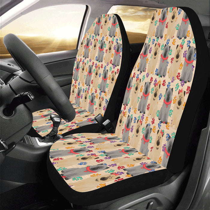 Rainbow Paw Print Keeshond Dogs Red Car Seat Covers (Set of 2)