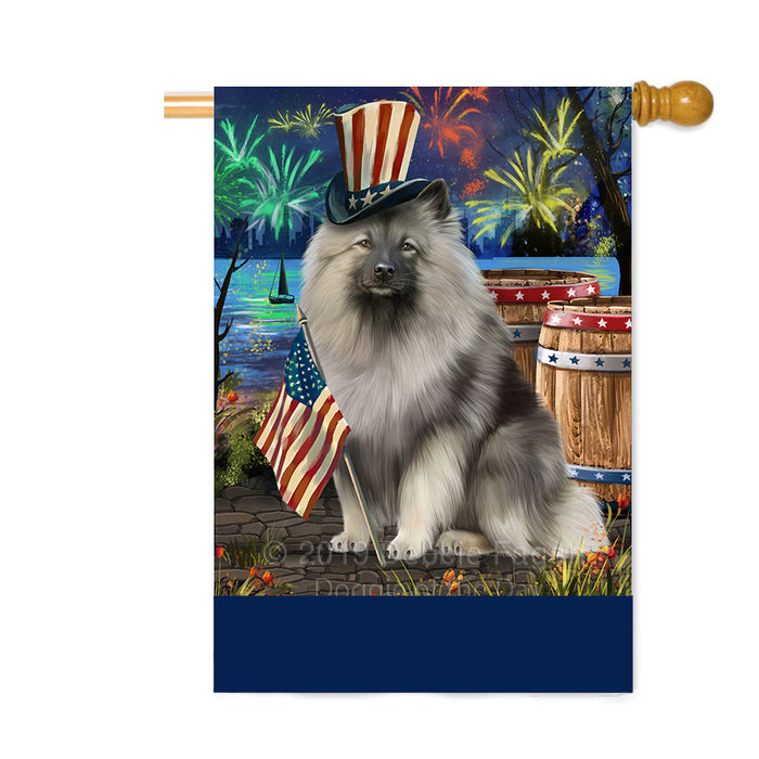 Personalized 4th of July Firework Keeshond Dog Custom House Flag FLG-DOTD-A58014