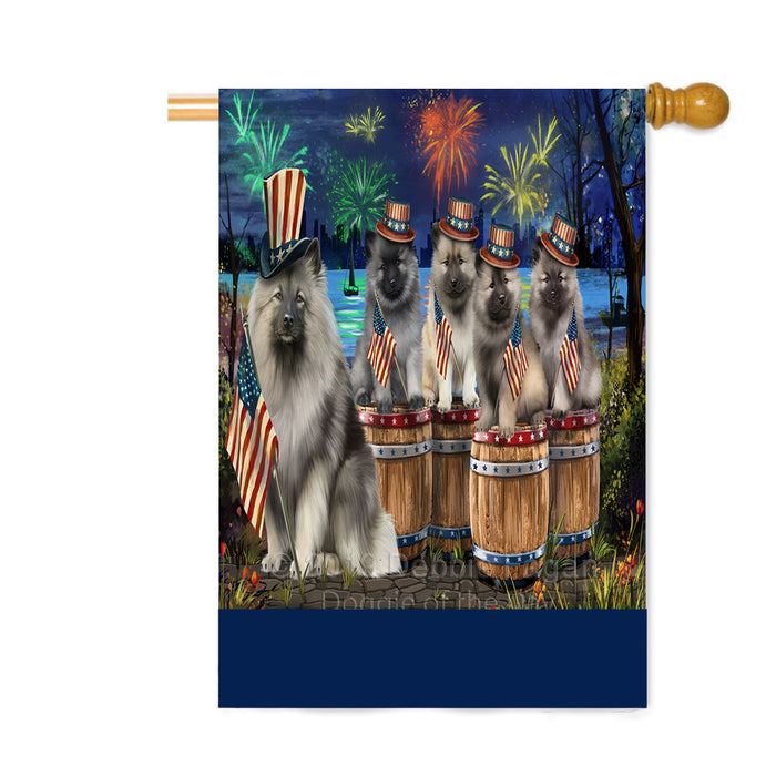 Personalized 4th of July Firework Keeshond Dogs Custom House Flag FLG-DOTD-A58015
