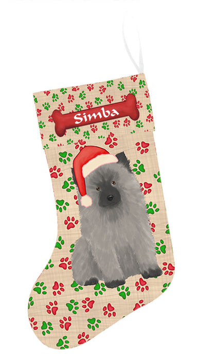 Pet Name Personalized Christmas Paw Print Keeshond Dogs Stocking