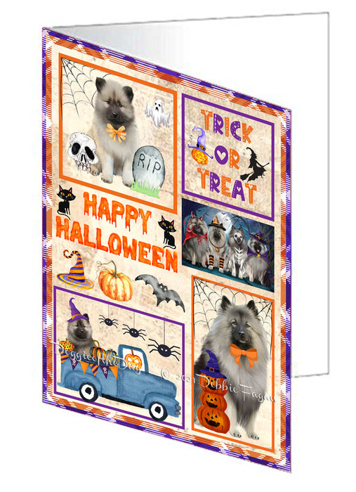 Happy Halloween Trick or Treat Keeshond Dogs Handmade Artwork Assorted Pets Greeting Cards and Note Cards with Envelopes for All Occasions and Holiday Seasons GCD76532