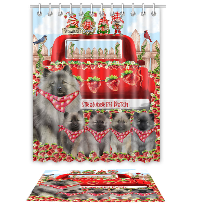 Keeshond Shower Curtain & Bath Mat Set, Custom, Explore a Variety of Designs, Personalized, Curtains with hooks and Rug Bathroom Decor, Halloween Gift for Dog Lovers