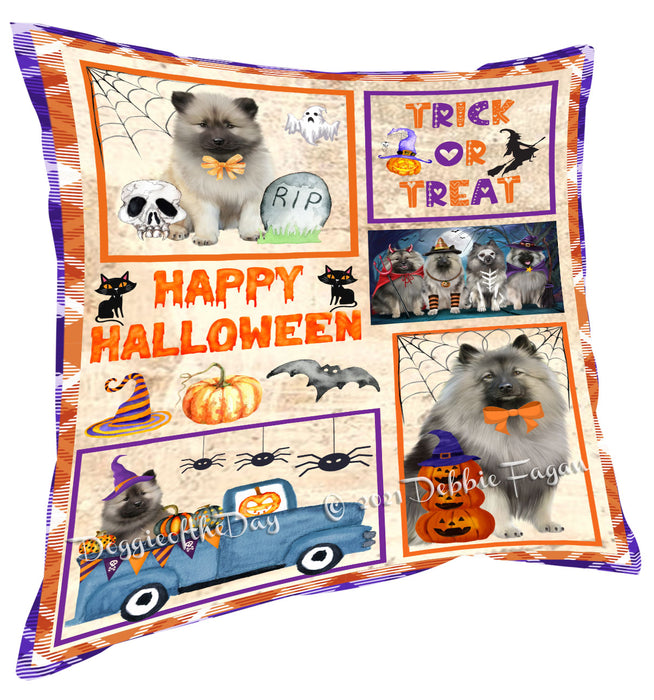 Happy Halloween Trick or Treat Keeshond Dogs Pillow with Top Quality High-Resolution Images - Ultra Soft Pet Pillows for Sleeping - Reversible & Comfort - Ideal Gift for Dog Lover - Cushion for Sofa Couch Bed - 100% Polyester