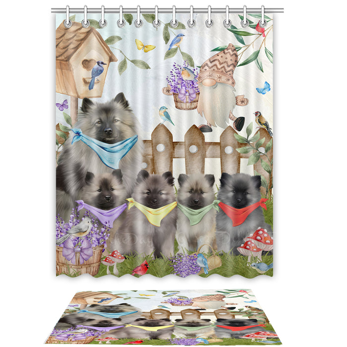 Keeshond Shower Curtain & Bath Mat Set - Explore a Variety of Personalized Designs - Custom Rug and Curtains with hooks for Bathroom Decor - Pet and Dog Lovers Gift