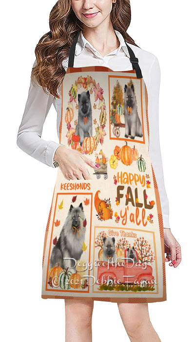 Happy Fall Y'all Pumpkin Keeshond Dogs Cooking Kitchen Adjustable Apron Apron49223