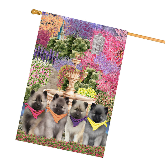 Keeshond Dogs House Flag: Explore a Variety of Designs, Weather Resistant, Double-Sided, Custom, Personalized, Home Outdoor Yard Decor for Dog and Pet Lovers