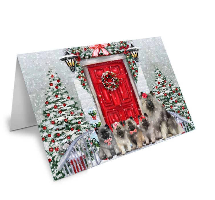 Christmas Holiday Welcome Keeshond Dog Handmade Artwork Assorted Pets Greeting Cards and Note Cards with Envelopes for All Occasions and Holiday Seasons