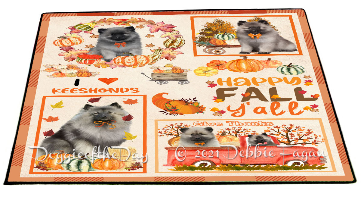 Happy Fall Y'all Pumpkin Keeshond Dogs Indoor/Outdoor Welcome Floormat - Premium Quality Washable Anti-Slip Doormat Rug FLMS58669