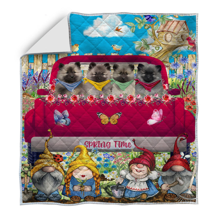 Keeshond Bed Quilt, Explore a Variety of Designs, Personalized, Custom, Bedding Coverlet Quilted, Pet and Dog Lovers Gift