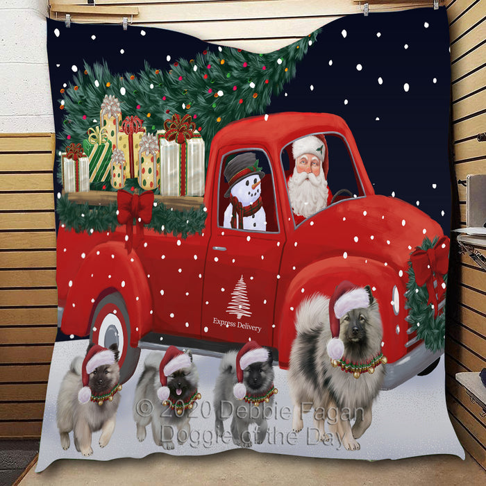 Christmas Express Delivery Red Truck Running Labrador Retriever Dogs Lightweight Soft Bedspread Coverlet Bedding Quilt QUILT59941