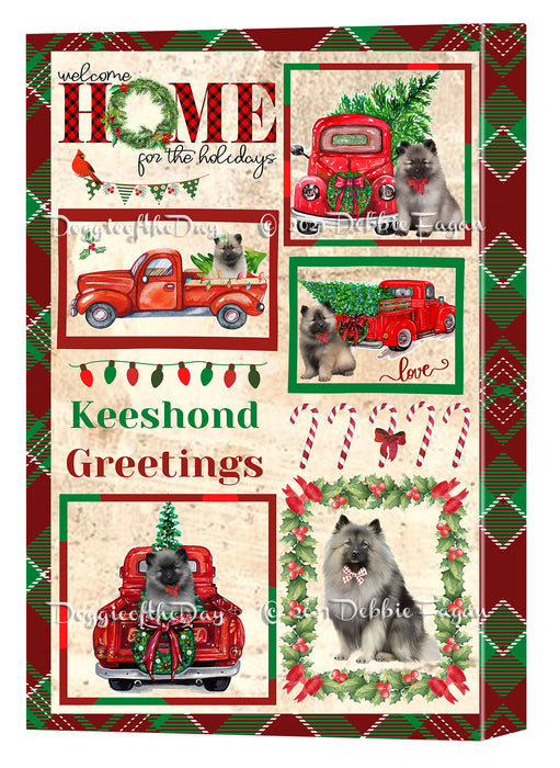 Welcome Home for Christmas Holidays Keeshond Dogs Canvas Wall Art Decor - Premium Quality Canvas Wall Art for Living Room Bedroom Home Office Decor Ready to Hang CVS149651