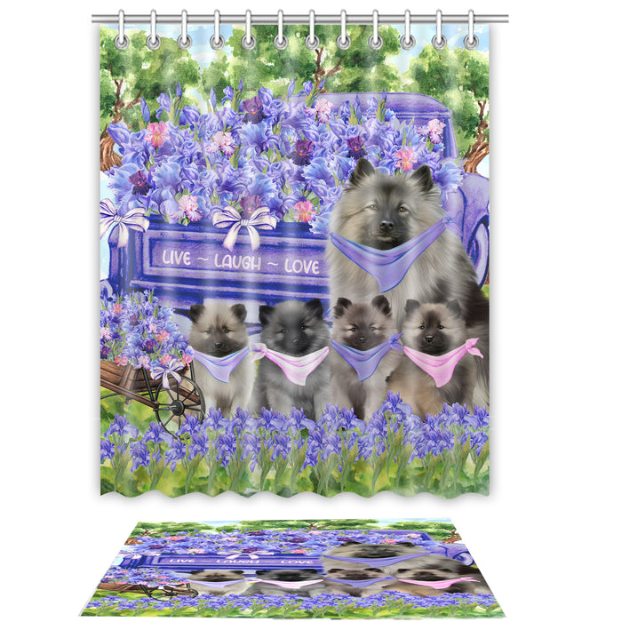 Keeshond Shower Curtain & Bath Mat Set - Explore a Variety of Personalized Designs - Custom Rug and Curtains with hooks for Bathroom Decor - Pet and Dog Lovers Gift