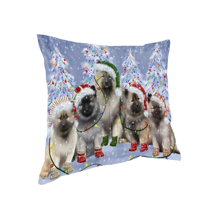 Christmas Lights and Keeshond Dogs Pillow with Top Quality High-Resolution Images - Ultra Soft Pet Pillows for Sleeping - Reversible & Comfort - Ideal Gift for Dog Lover - Cushion for Sofa Couch Bed - 100% Polyester