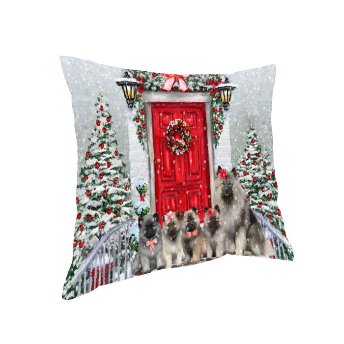 Christmas Holiday Welcome Keeshond Dogs Pillow with Top Quality High-Resolution Images - Ultra Soft Pet Pillows for Sleeping - Reversible & Comfort - Ideal Gift for Dog Lover - Cushion for Sofa Couch Bed - 100% Polyester