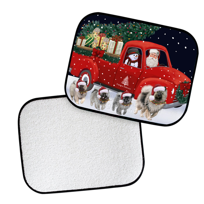 Christmas Express Delivery Red Truck Running Keeshond Dogs Polyester Anti-Slip Vehicle Carpet Car Floor Mats  CFM49495