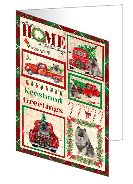 Welcome Home for Christmas Holidays Keeshond Dogs Handmade Artwork Assorted Pets Greeting Cards and Note Cards with Envelopes for All Occasions and Holiday Seasons GCD76211