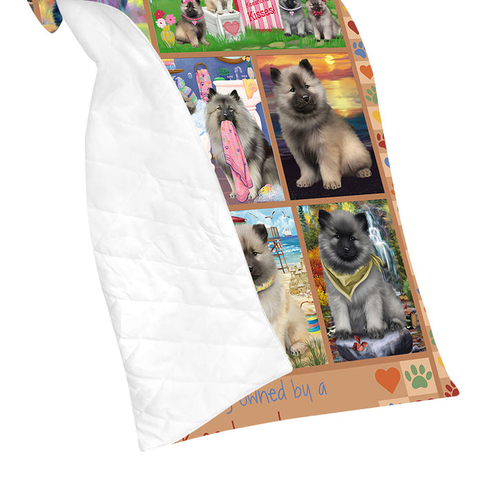Love is Being Owned Keeshond Dog Beige Quilt