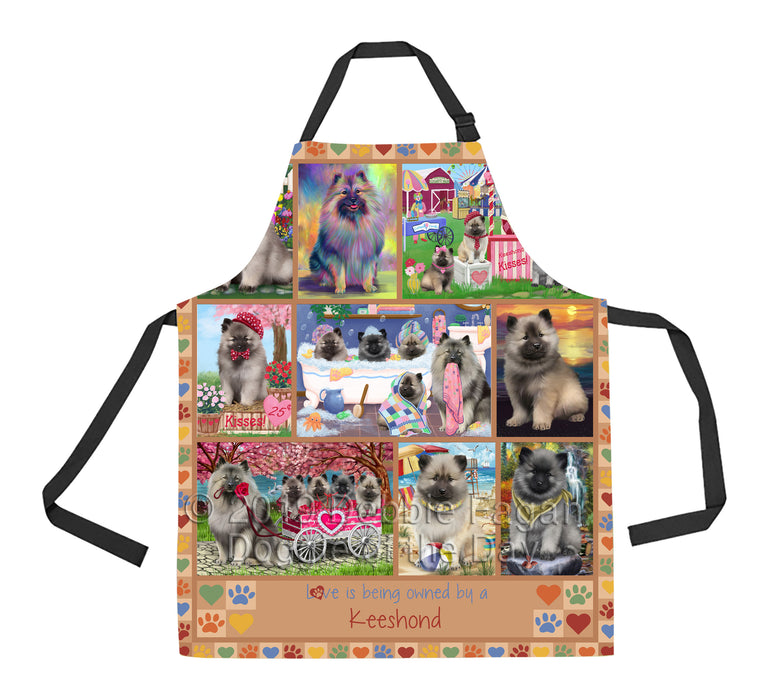 Love is Being Owned Keeshond Dog Beige Apron