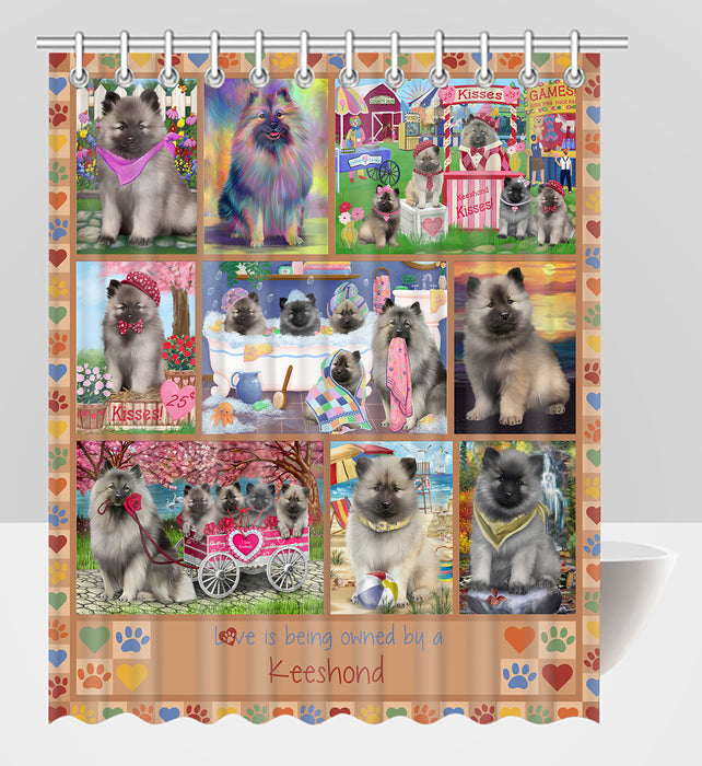 Love is Being Owned Keeshond Dog Beige Shower Curtain