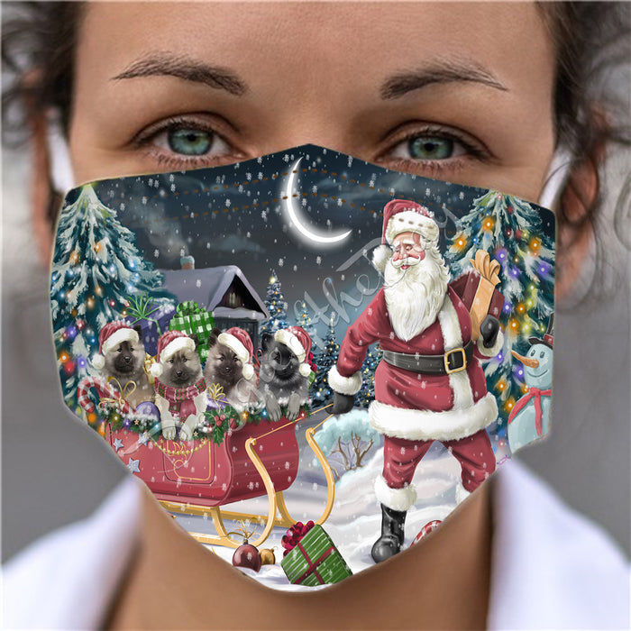 Santa Sled Dogs Christmas Happy Holidays Keeshond Dogs Face Mask FM49008