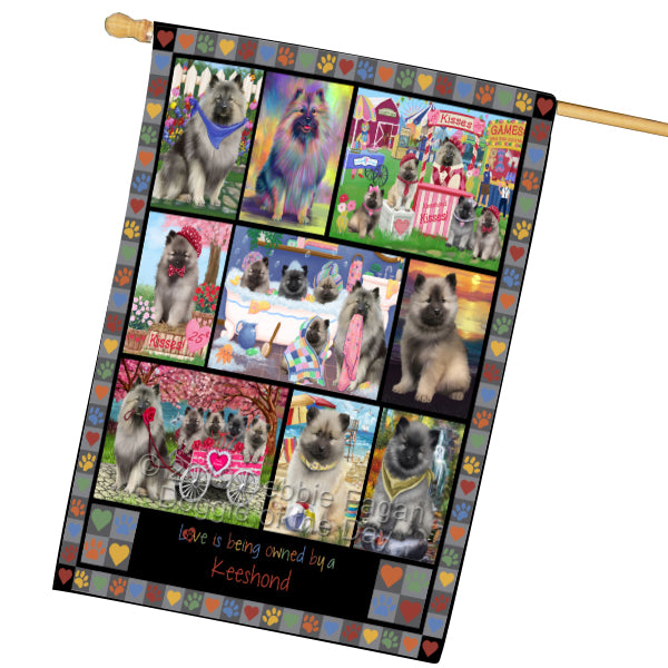 Love is Being Owned Keeshond Dog Grey House Flag FLG65499