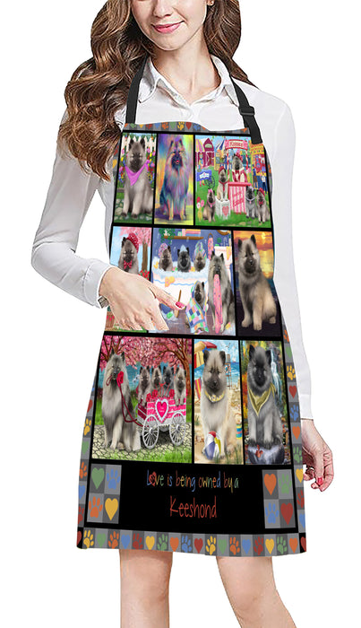 Love is Being Owned Keeshond Dog Grey Apron