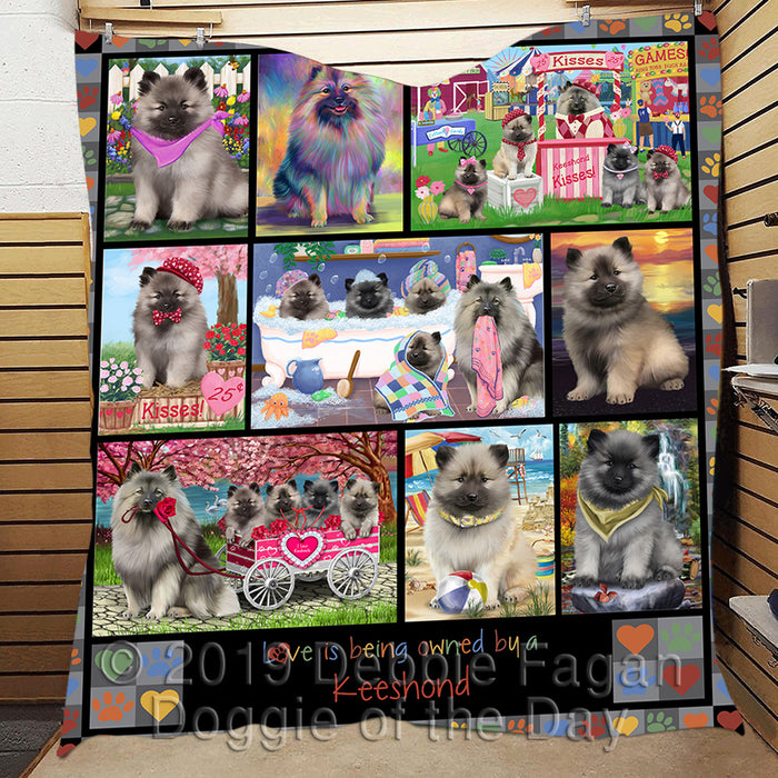 Love is Being Owned Keeshond Dog Grey Quilt