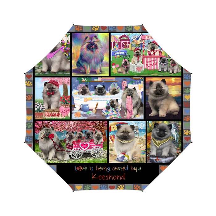 Love is Being Owned Keeshond Dog Grey Semi-Automatic Foldable Umbrella