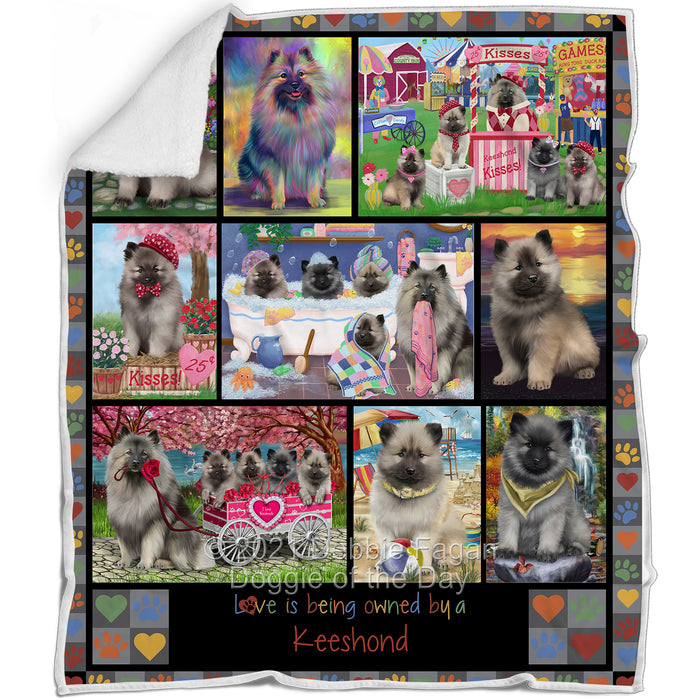 Love is Being Owned Keeshond Dog Grey Blanket BLNKT137577